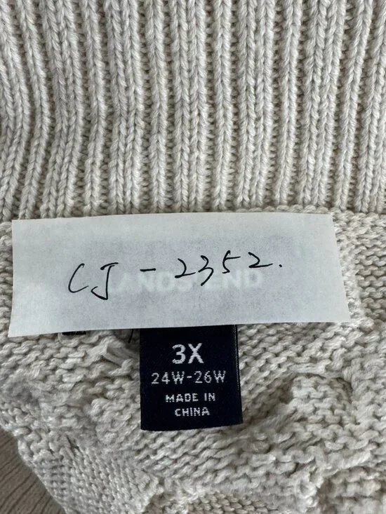 Lands' End Drifter Shawl Collar Cardigan Sweater 3X Cable Knit Beige CJ-2352 - Picture 2 of 9